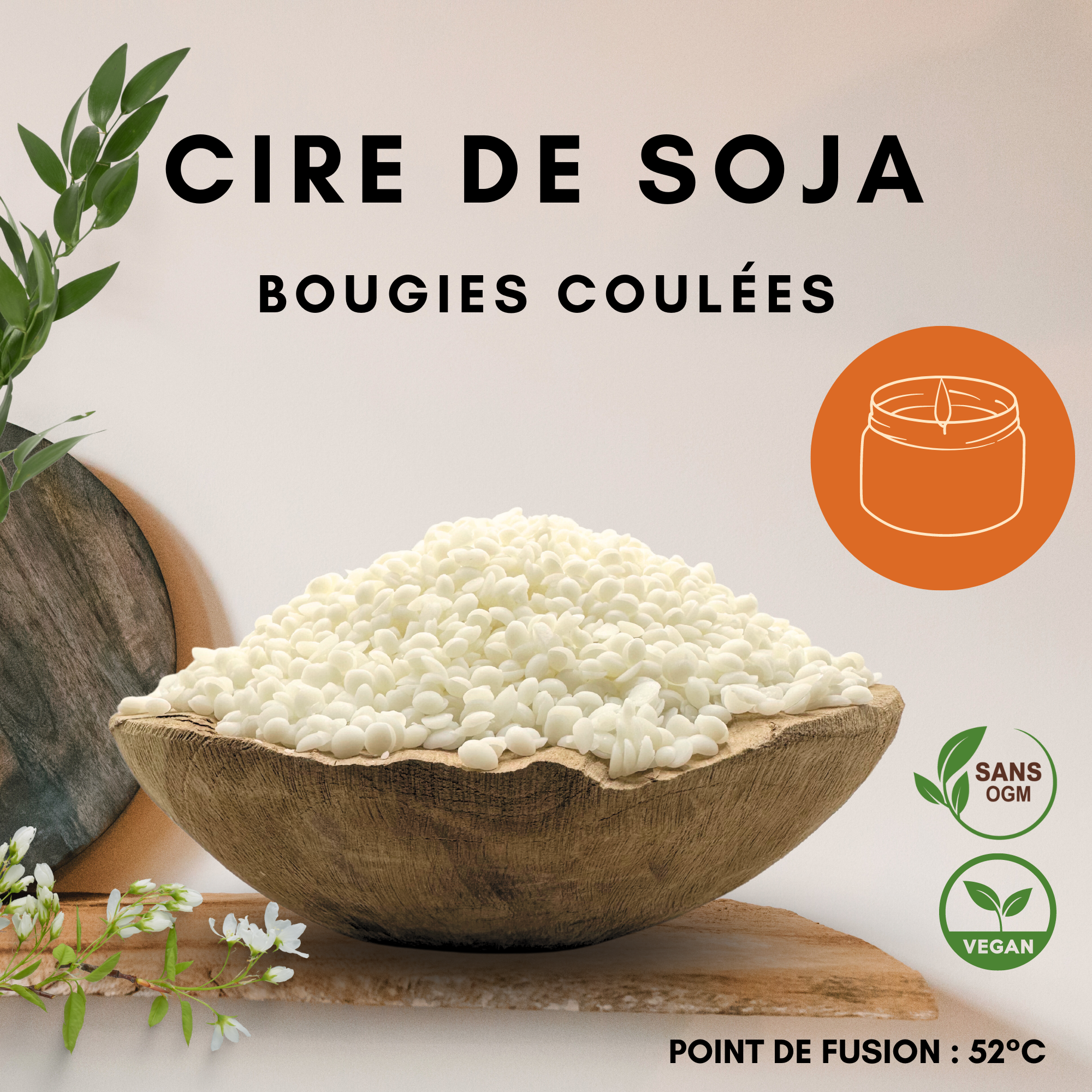 Cire de soja pour bougies coulées - 100% Naturelle et sans OGM