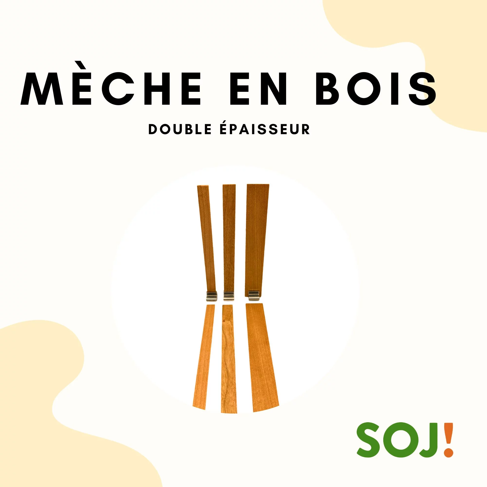 Mèche en bois pour bougies – double épaisseur
