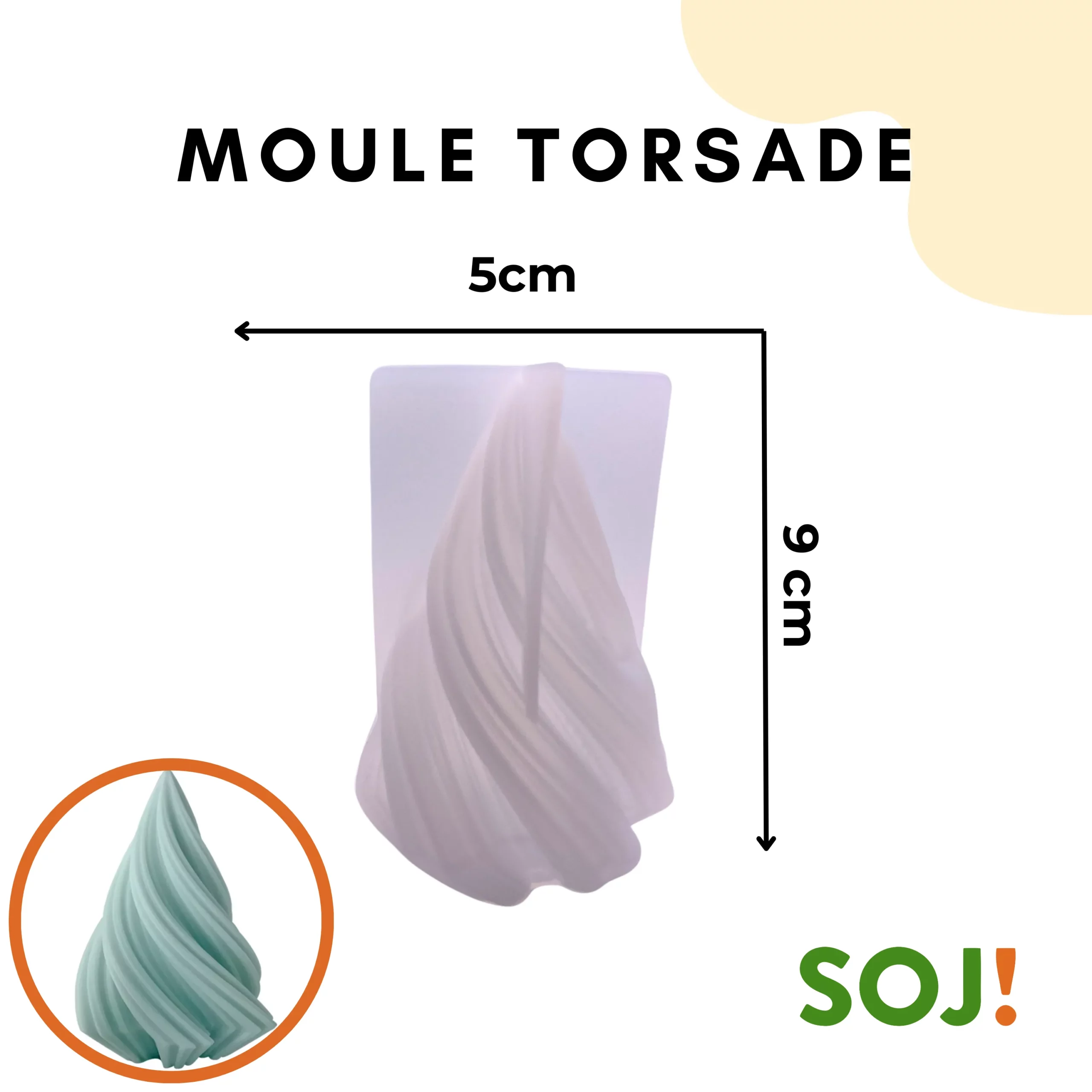 Moule bougie en forme de sapin torsadé