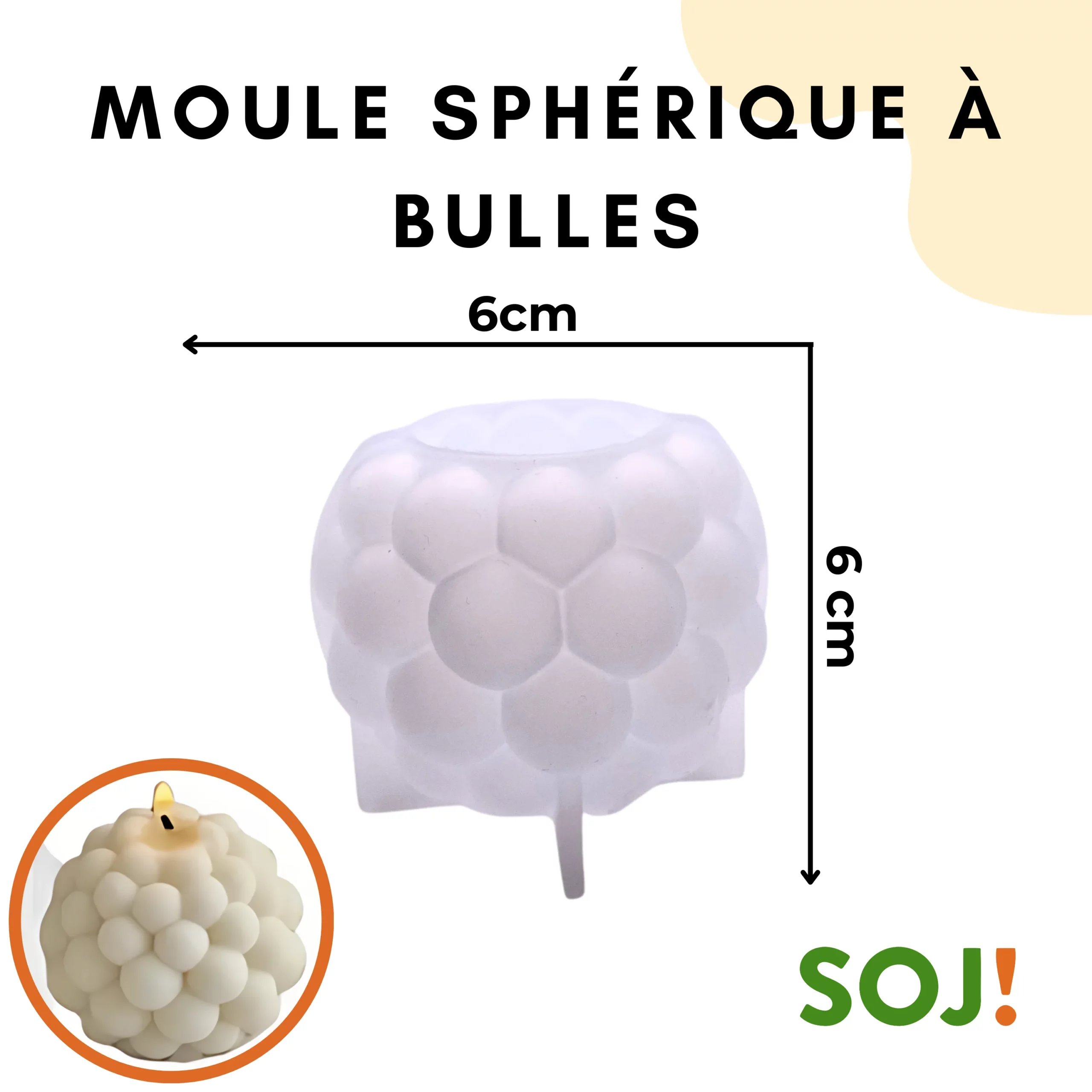 Moule bougie sphérique à bulles