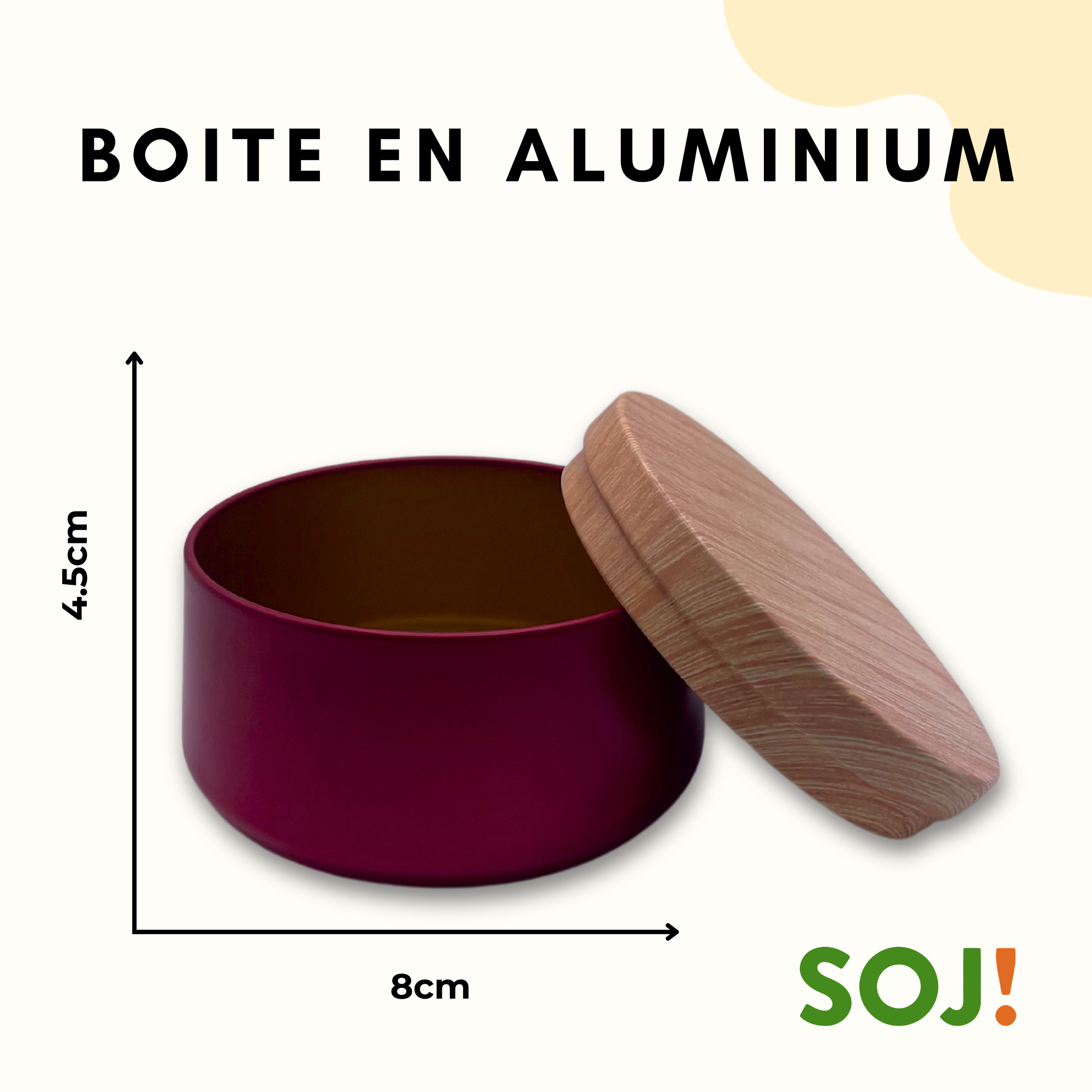 boite en aluminium avec couvercle effet bois &mdash; vue 2