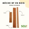 Mèches NF en bois pour bougies - Double épaisseur
