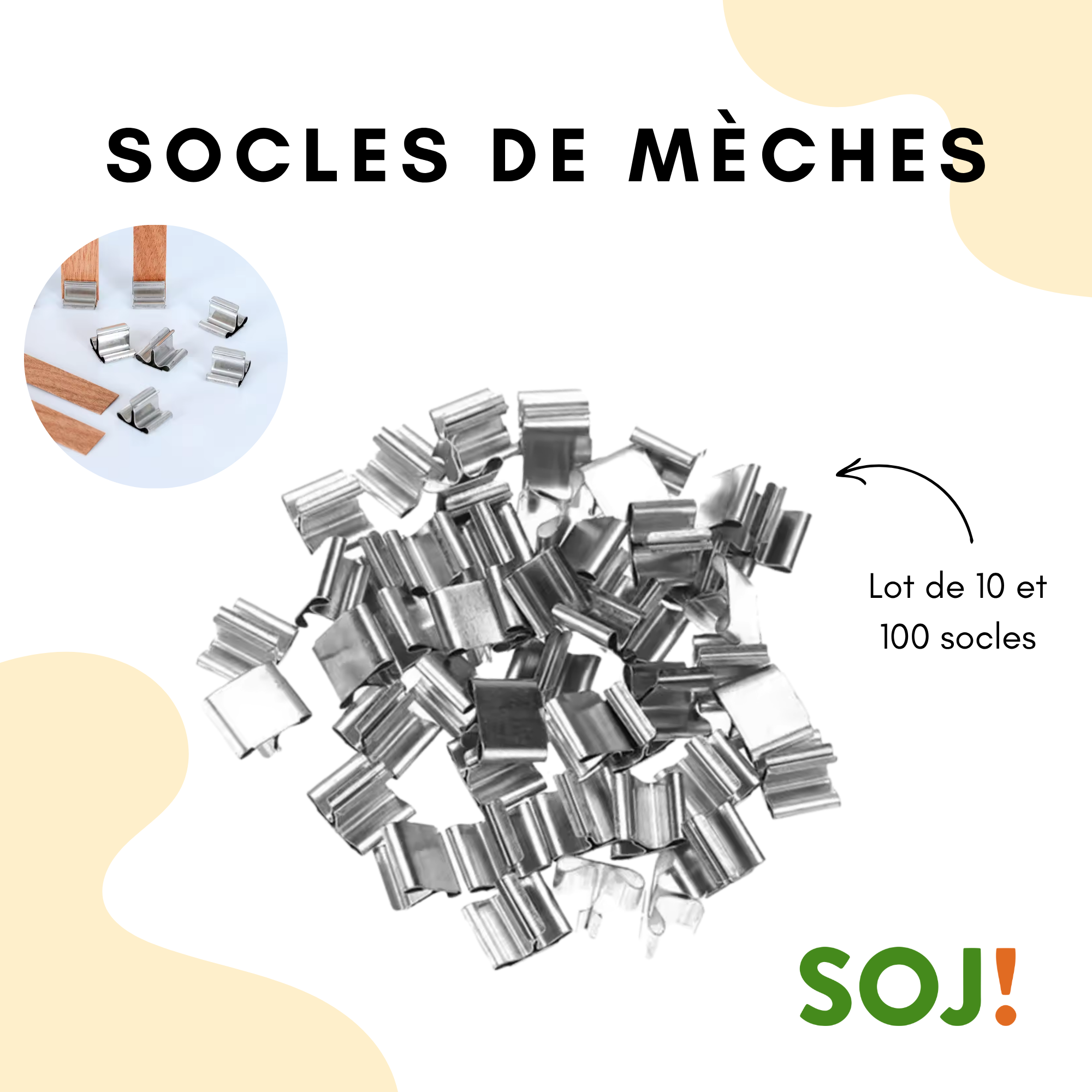 Socles en métal pour mèches en bois