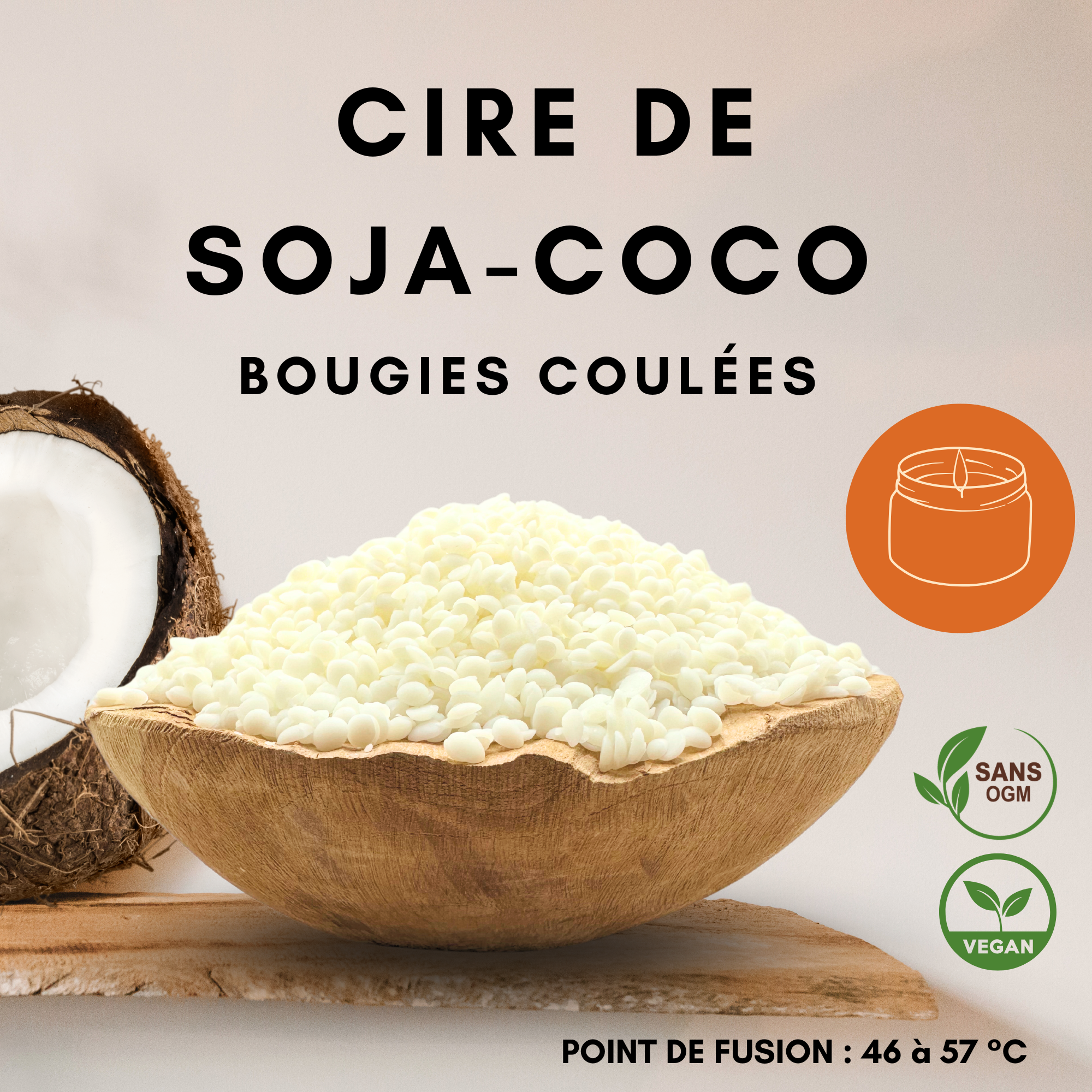 Cire de soja-coco Kerax KW4135 pour bougies coulées
